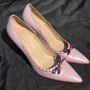 Ann Taylor pink and purple high heeled shoes.